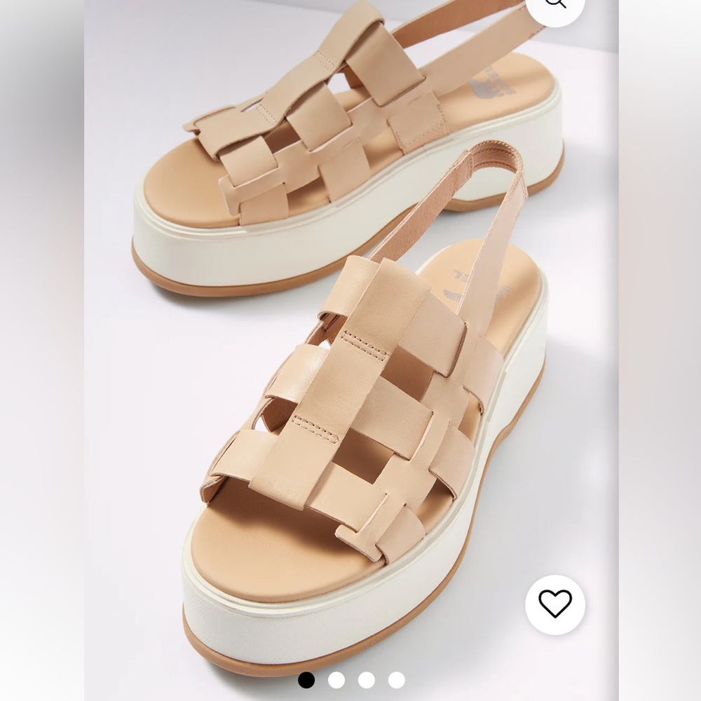 Sorel Dayspring Slingback Platform Tan And Cream Sandal-Size 9.5